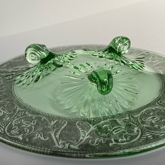 Depression Glass Footed Dish Etched Platter Plate 7” Candy Cookies Decor EUC - Picture 16 of 16